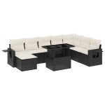 vidaXL Set mobilier de grădină cu perne, 8 piese, negru, poliratan vidaXL Set mobilier de grădină cu perne, 8 piese, negru, poliratan