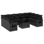 vidaXL Set canapele de grădină cu perne, 10 piese, negru, poliratan
