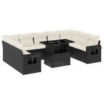 vidaXL Set canapele de grădină cu perne, 10 piese, negru, poliratan