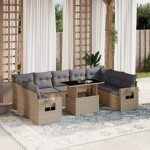 vidaXL Set canapele de grădină cu perne, 10 piese, bej, poliratan