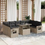 vidaXL Set canapele de grădină cu perne 10 piese gri deschis poliratan vidaXL Set canapele de grădină cu perne 10 piese gri deschis poliratan
