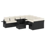 vidaXL Set canapele de grădină cu perne, 10 piese, negru, poliratan vidaXL Set canapele de grădină cu perne, 10 piese, negru, poliratan