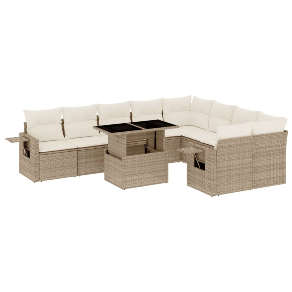 vidaXL Set canapele de grădină cu perne, 10 piese, bej, poliratan
