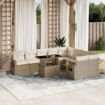 vidaXL Set canapele de grădină cu perne, 10 piese, bej, poliratan