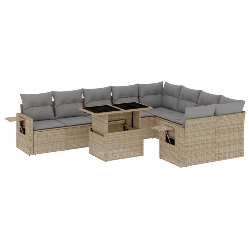 vidaXL Set canapele de grădină cu perne, 10 piese, bej, poliratan