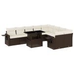 vidaXL Set canapele de grădină cu perne, 10 piese, maro, poliratan
