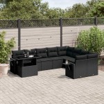 vidaXL Set canapele de grădină cu perne, 10 piese, negru, poliratan vidaXL Set canapele de grădină cu perne, 10 piese, negru, poliratan
