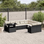 vidaXL Set canapele de grădină cu perne, 10 piese, negru, poliratan vidaXL Set canapele de grădină cu perne, 10 piese, negru, poliratan