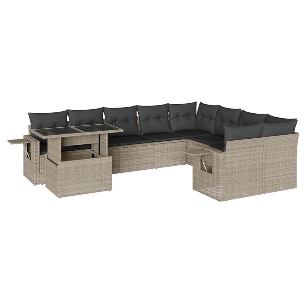 vidaXL Set canapele de grădină cu perne 10 piese gri deschis poliratan