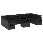 vidaXL Set canapele de grădină cu perne, 11 piese, negru, poliratan vidaXL Set canapele de grădină cu perne, 11 piese, negru, poliratan