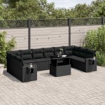 vidaXL Set canapele de grădină cu perne, 11 piese, negru, poliratan vidaXL Set canapele de grădină cu perne, 11 piese, negru, poliratan