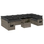 vidaXL Set canapele de grădină cu perne, 11 piese, gri, poliratan vidaXL Set canapele de grădină cu perne, 11 piese, gri, poliratan