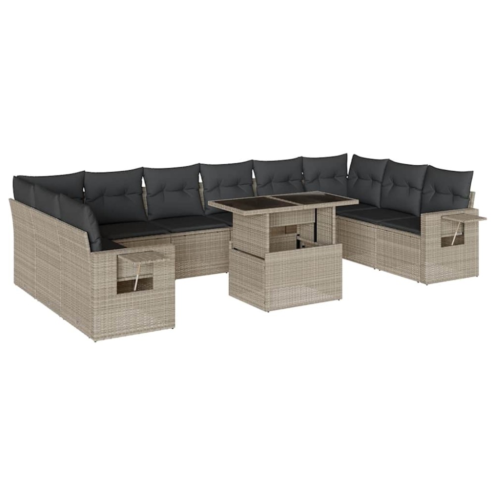 vidaXL Set canapele de grădină cu perne, 11 piese, gri, poliratan