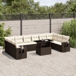 vidaXL Set canapele de grădină cu perne, 11 piese, maro, poliratan vidaXL Set canapele de grădină cu perne, 11 piese, maro, poliratan