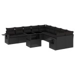 vidaXL Set canapele de grădină cu perne, 11 piese, negru, poliratan vidaXL Set canapele de grădină cu perne, 11 piese, negru, poliratan