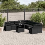 vidaXL Set canapele de grădină cu perne, 11 piese, negru, poliratan vidaXL Set canapele de grădină cu perne, 11 piese, negru, poliratan