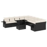vidaXL Set canapele de grădină cu perne, 11 piese, negru, poliratan vidaXL Set canapele de grădină cu perne, 11 piese, negru, poliratan