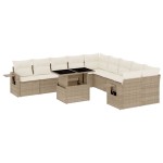 vidaXL Set canapele de grădină cu perne, 11 piese, bej, poliratan