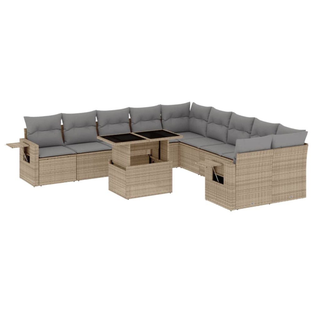 vidaXL Set canapele de grădină cu perne, 11 piese, bej, poliratan