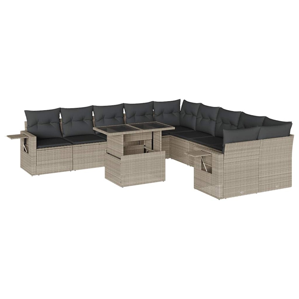 vidaXL Set canapele de grădină cu perne, 11 piese, gri, poliratan