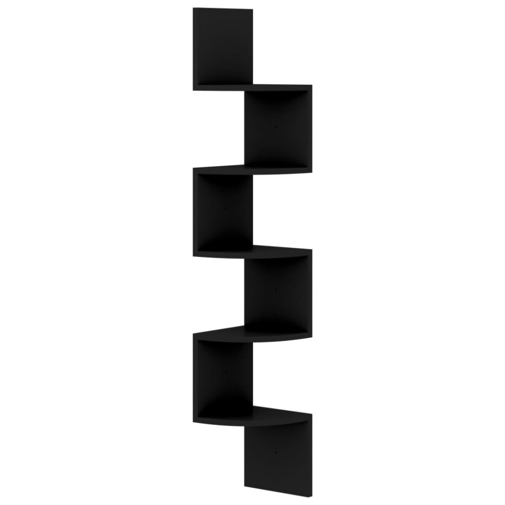 vidaXL Raft de perete de colț, negru, 19x19x123 cm, lemn prelucrat