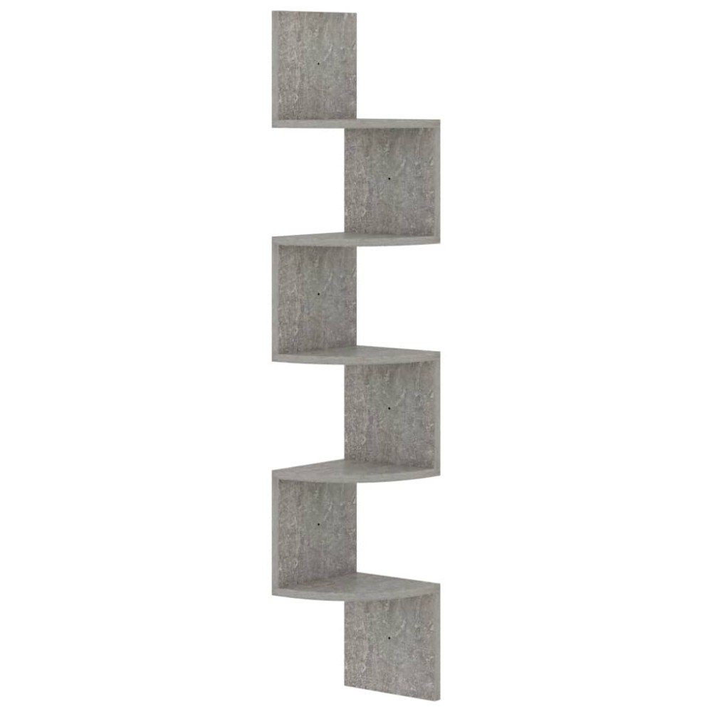 vidaXL Raft de perete de colț, gri beton, 19x19x123 cm, lemn prelucrat