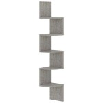 vidaXL Raft de perete de colț, gri beton, 19x19x123 cm, lemn prelucrat vidaXL Raft de perete de colț, gri beton, 19x19x123 cm, lemn prelucrat