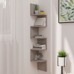 vidaXL Raft de perete de colț, gri beton, 19x19x123 cm, lemn prelucrat vidaXL Raft de perete de colț, gri beton, 19x19x123 cm, lemn prelucrat