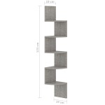 vidaXL Raft de perete de colț, gri beton, 19x19x123 cm, lemn prelucrat vidaXL Raft de perete de colț, gri beton, 19x19x123 cm, lemn prelucrat