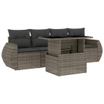 vidaXL Set canapea de grădină cu perne, 5 piese, gri, poliratan vidaXL Set canapea de grădină cu perne, 5 piese, gri, poliratan