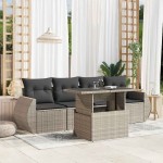 vidaXL Set canapele de grădină cu perne, 5 piese gri deschis poliratan vidaXL Set canapele de grădină cu perne, 5 piese gri deschis poliratan