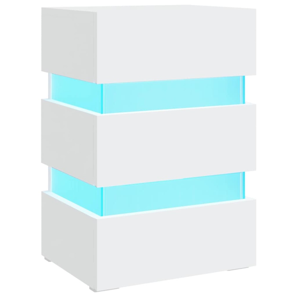 vidaXL Dulap noptieră cu LED, alb, 45x35x67 cm, lemn prelucrat