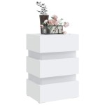 vidaXL Dulap noptieră cu LED, alb, 45x35x67 cm, lemn prelucrat vidaXL Dulap noptieră cu LED, alb, 45x35x67 cm, lemn prelucrat