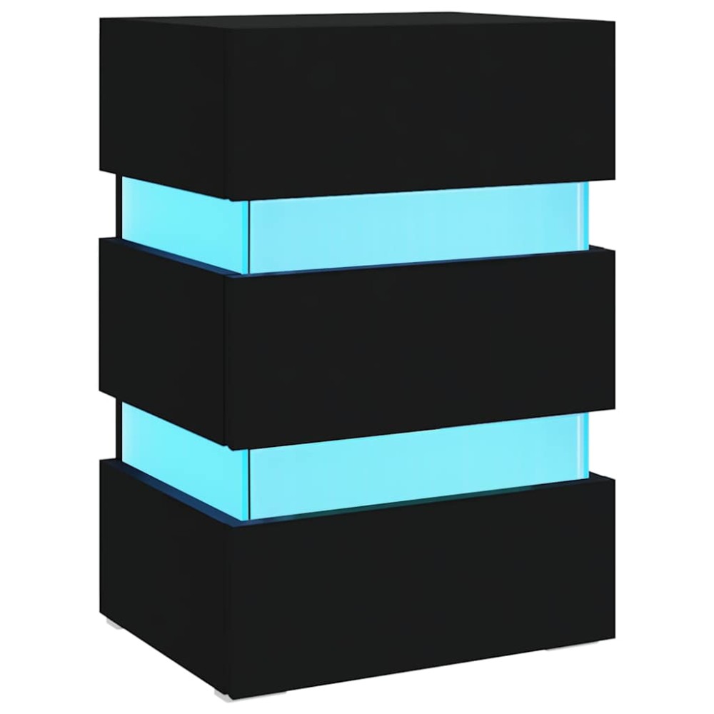 vidaXL Dulap noptieră, cu LED, negru, 45x35x67 cm, lemn prelucrat