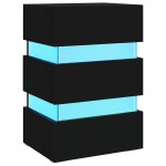 vidaXL Dulap noptieră, cu LED, negru, 45x35x67 cm, lemn prelucrat