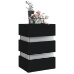 vidaXL Dulap noptieră, cu LED, negru, 45x35x67 cm, lemn prelucrat