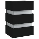 vidaXL Dulap noptieră, cu LED, negru, 45x35x67 cm, lemn prelucrat