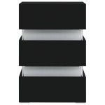vidaXL Dulap noptieră, cu LED, negru, 45x35x67 cm, lemn prelucrat