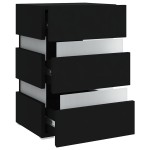 vidaXL Dulap noptieră, cu LED, negru, 45x35x67 cm, lemn prelucrat