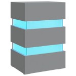 vidaXL Dulap noptieră, cu LED, gri, 45x35x67 cm, lemn prelucrat vidaXL Dulap noptieră, cu LED, gri, 45x35x67 cm, lemn prelucrat