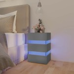 vidaXL Dulap noptieră, cu LED, gri, 45x35x67 cm, lemn prelucrat vidaXL Dulap noptieră, cu LED, gri, 45x35x67 cm, lemn prelucrat