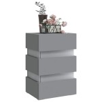 vidaXL Dulap noptieră, cu LED, gri, 45x35x67 cm, lemn prelucrat vidaXL Dulap noptieră, cu LED, gri, 45x35x67 cm, lemn prelucrat