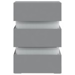 vidaXL Dulap noptieră, cu LED, gri, 45x35x67 cm, lemn prelucrat vidaXL Dulap noptieră, cu LED, gri, 45x35x67 cm, lemn prelucrat