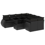 vidaXL Set mobilier de grădină cu perne, 9 piese, negru, poliratan