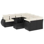 vidaXL Set mobilier de grădină cu perne, 9 piese, negru, poliratan vidaXL Set mobilier de grădină cu perne, 9 piese, negru, poliratan