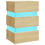 vidaXL Dulap noptieră cu LED stejar sonoma, 45x35x67 cm lemn prelucrat vidaXL Dulap noptieră cu LED stejar sonoma, 45x35x67 cm lemn prelucrat