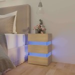 vidaXL Dulap noptieră cu LED stejar sonoma, 45x35x67 cm lemn prelucrat vidaXL Dulap noptieră cu LED stejar sonoma, 45x35x67 cm lemn prelucrat