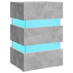 vidaXL Dulap noptieră, cu LED, gri beton, 45x35x67 cm, lemn prelucrat vidaXL Dulap noptieră, cu LED, gri beton, 45x35x67 cm, lemn prelucrat