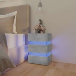 vidaXL Dulap noptieră, cu LED, gri beton, 45x35x67 cm, lemn prelucrat vidaXL Dulap noptieră, cu LED, gri beton, 45x35x67 cm, lemn prelucrat