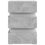 vidaXL Dulap noptieră, cu LED, gri beton, 45x35x67 cm, lemn prelucrat vidaXL Dulap noptieră, cu LED, gri beton, 45x35x67 cm, lemn prelucrat